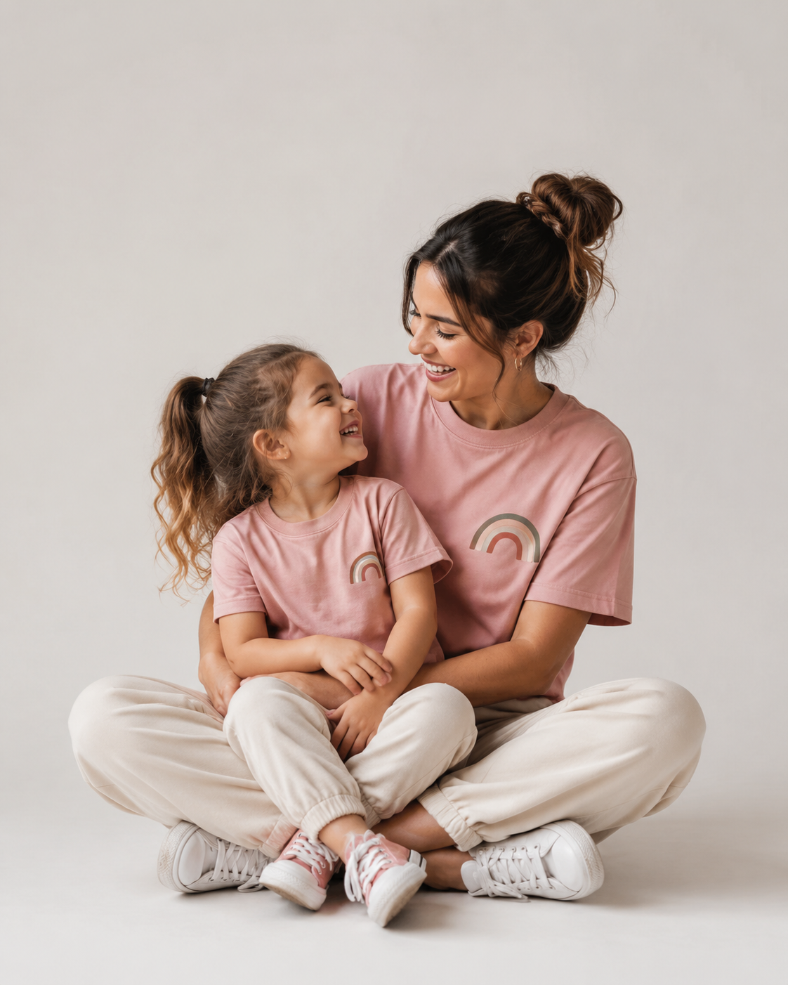 About us 1 Mother and daughter wearing comfortable TEEMAKERSLANE T-shirts