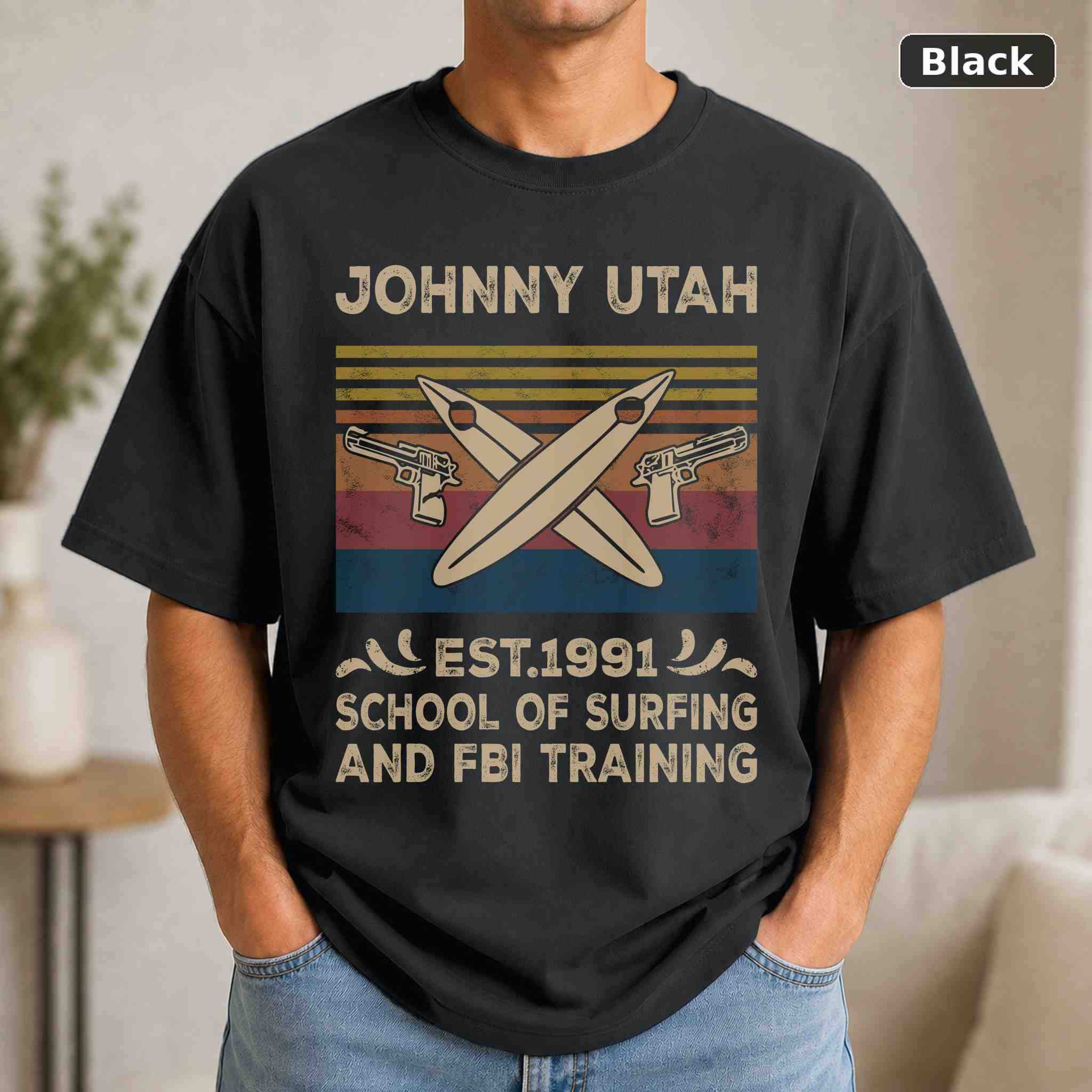 Johnny Utah Est.1991 T-Shirt, Vintage Movie Graphic Tee, Retro Film Fan Gift Johnny Utah Est.1991 T-Shirt, Vintage Movie Graphic Tee, Retro Film Fan Gift