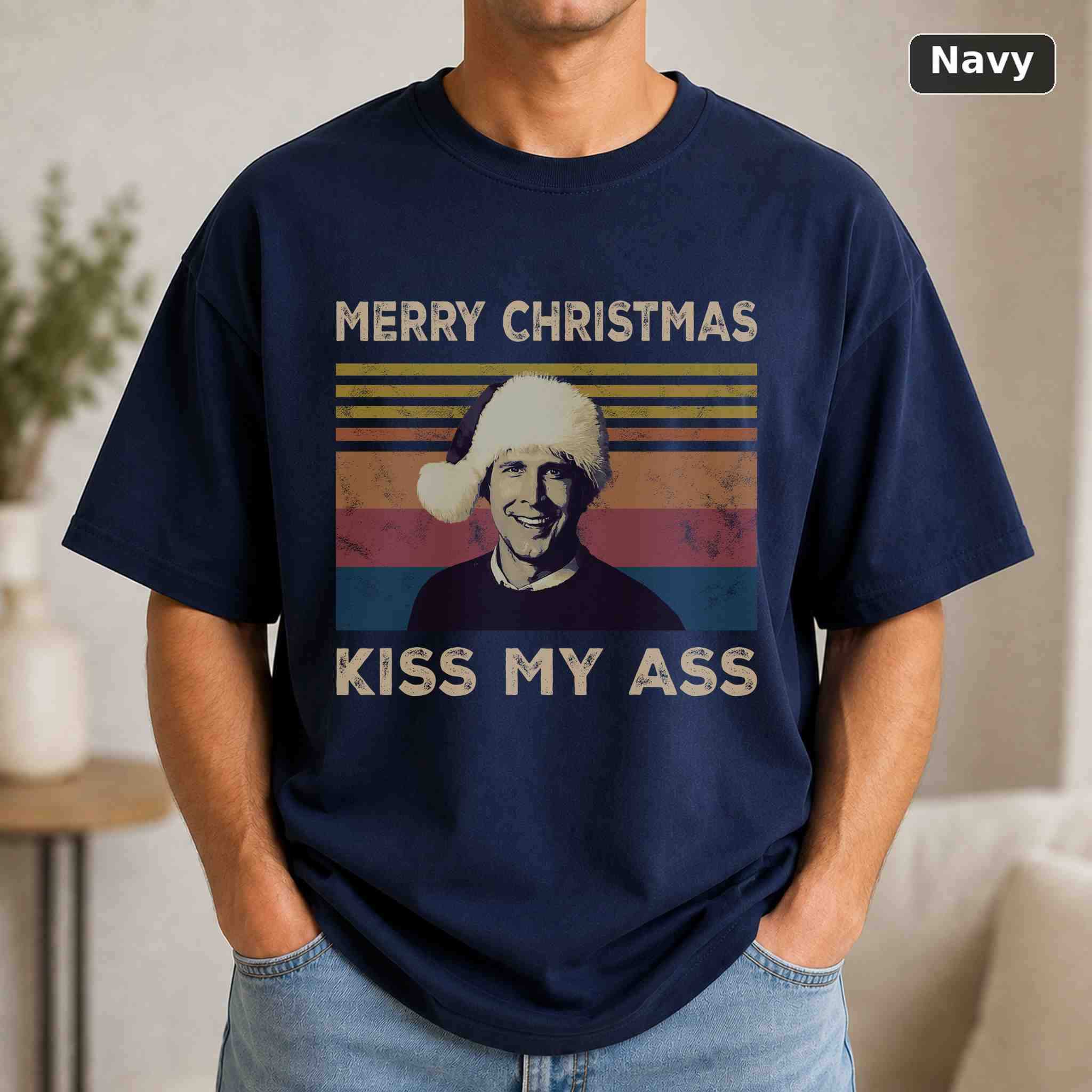 Merry Christmas Kiss My Ass T-Shirt, Vintage Movie Graphic Tee, Retro Film Fan Gift 4