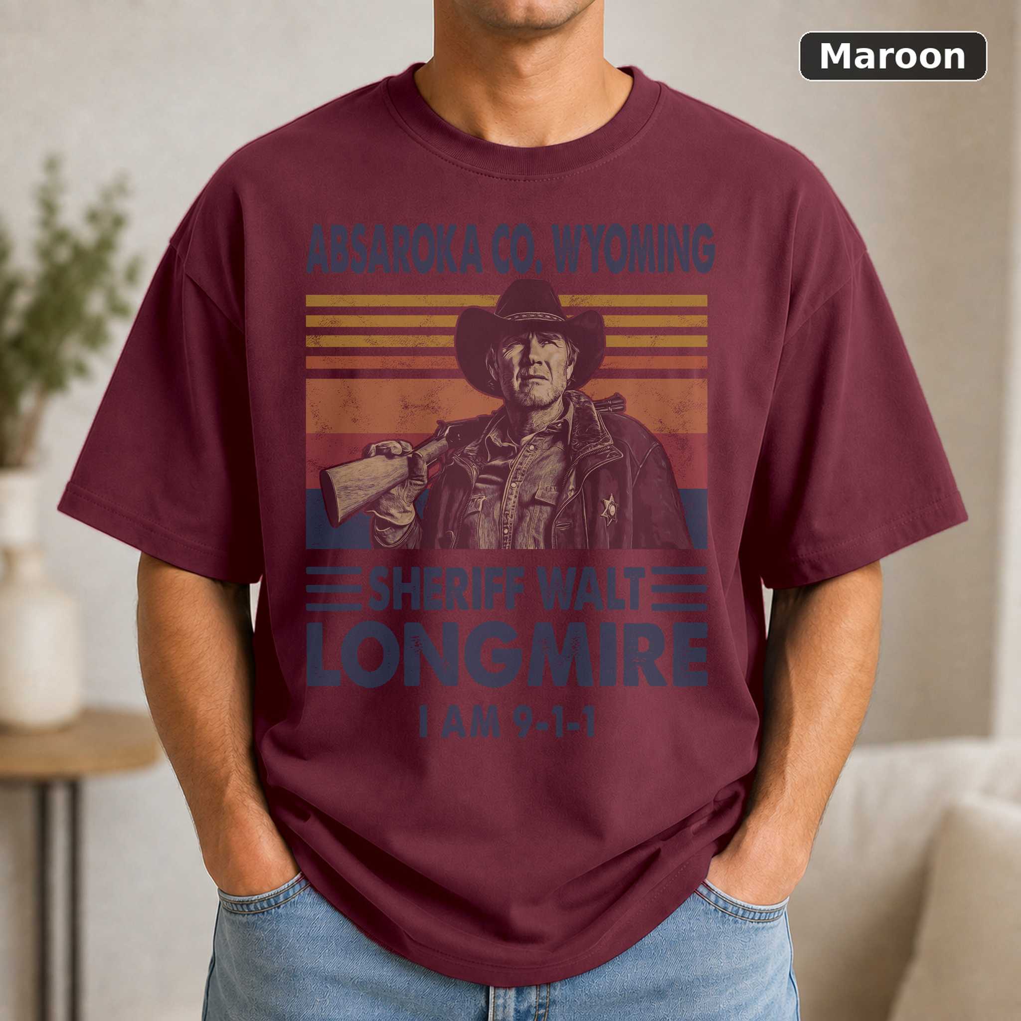Absaroka Co Wyoming Sheriff Walt Longmire I Am 911 Vintage T - Shirt,Unisex T-Shirt 4