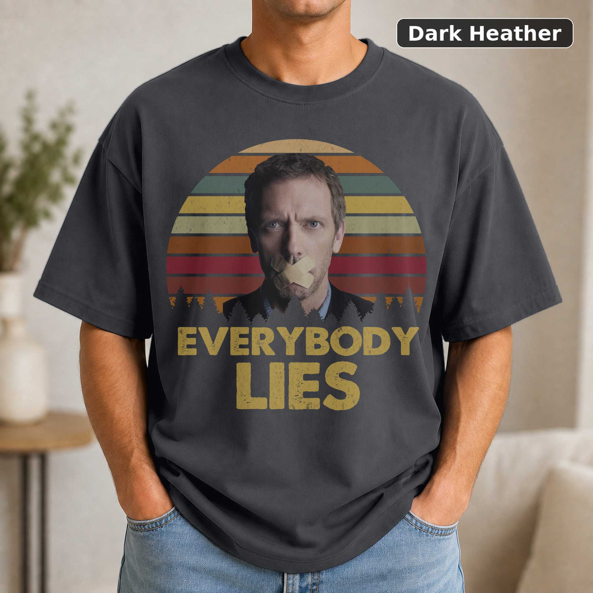 Dr. House Everybody Lies Retro Sunset Shirt, Sarcastic Medical Drama Tee 3