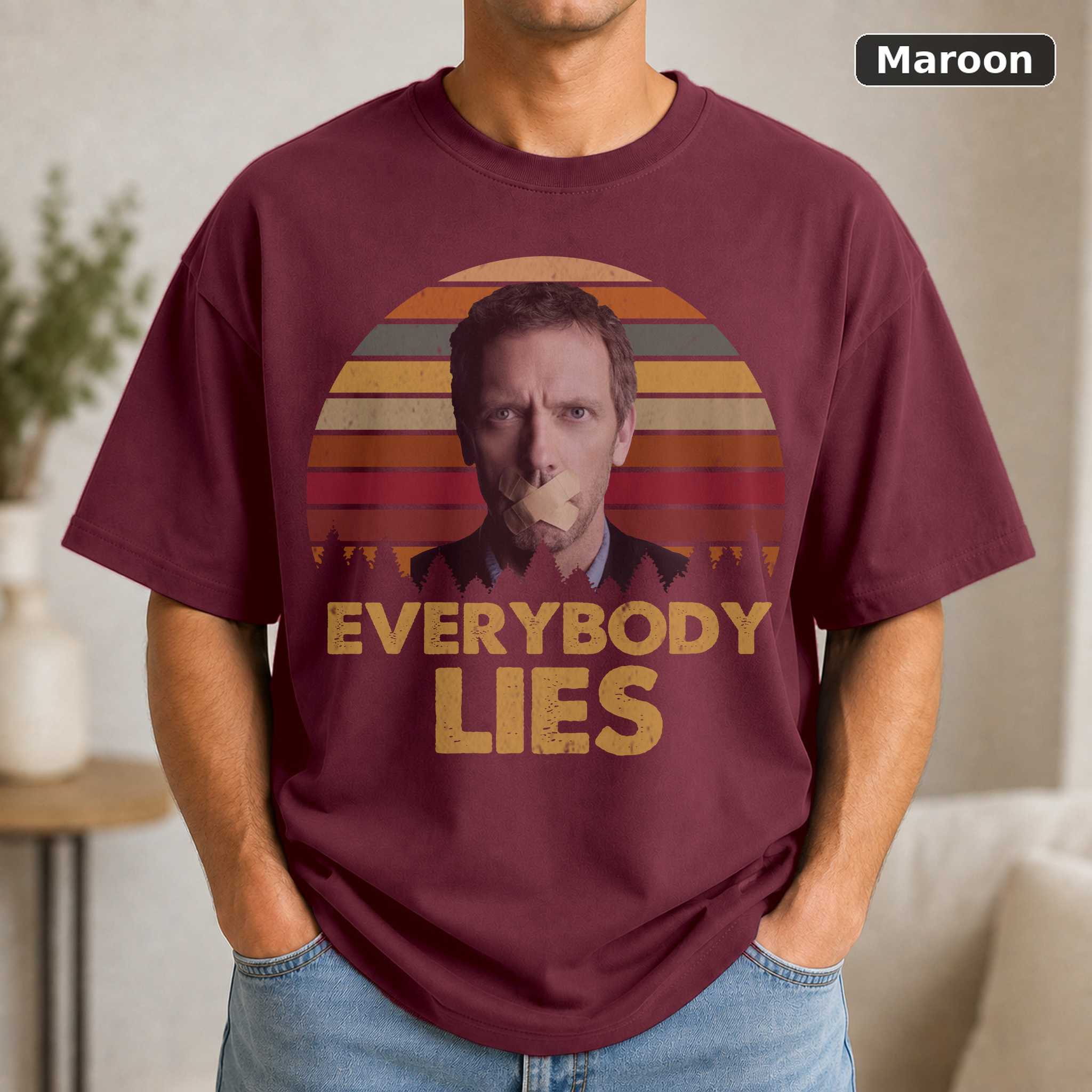 Dr. House Everybody Lies Retro Sunset Shirt, Sarcastic Medical Drama Tee 4