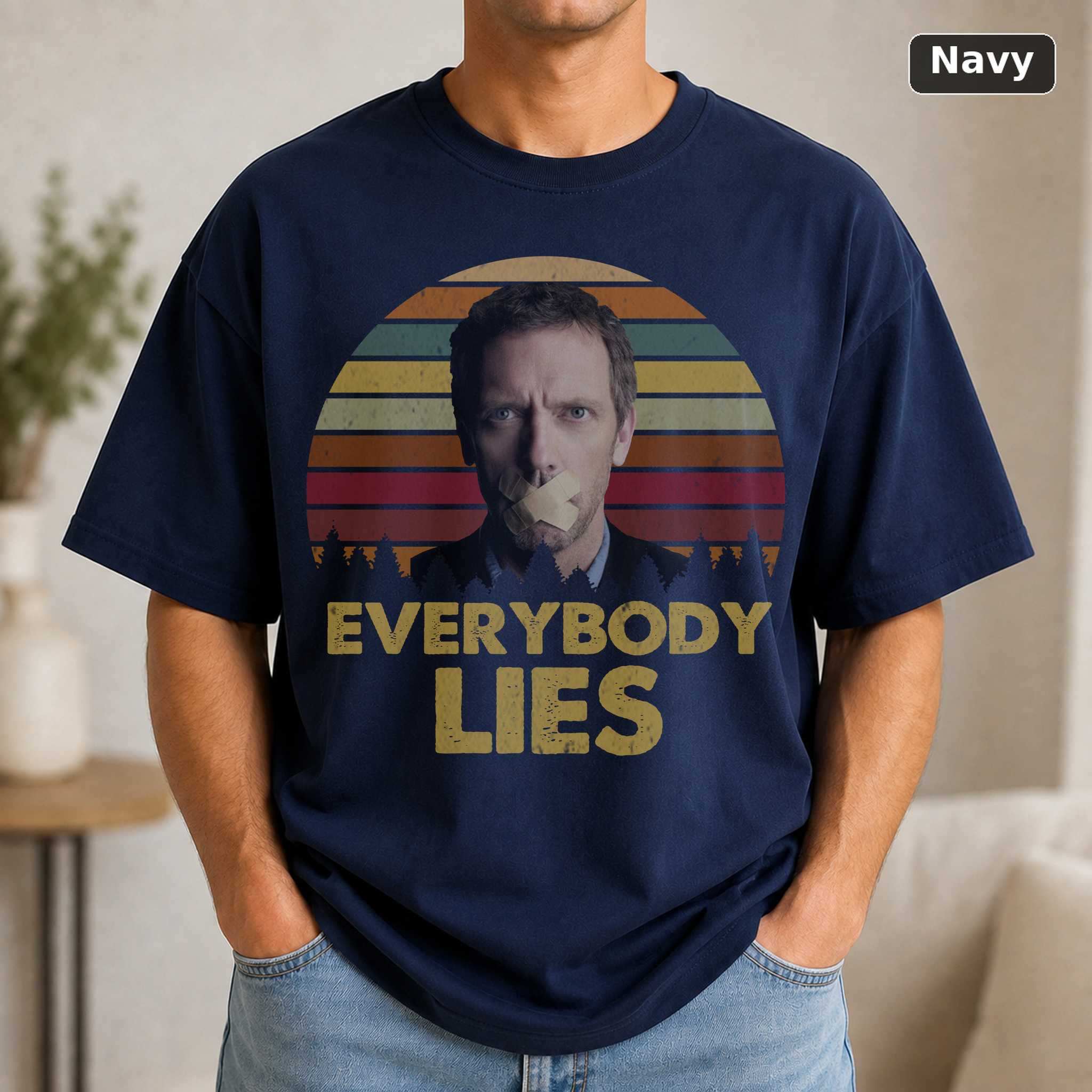 Dr. House Everybody Lies Retro Sunset Shirt, Sarcastic Medical Drama Tee 5