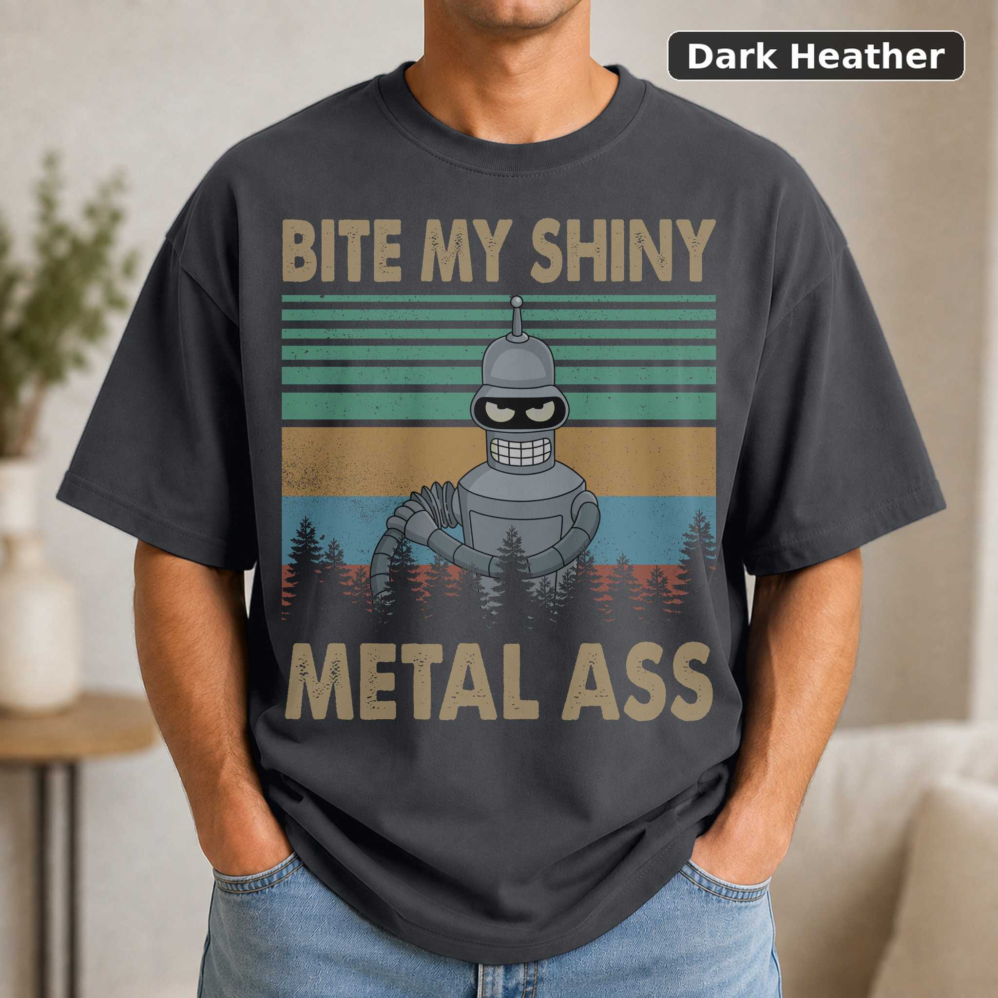 Futurama Bender Bite My Tiny Shiny Metal Ass Vintage T-Shirt, Futurama Shirt, Futurama Gift, Funny Tshirt, Gift For Him, 3