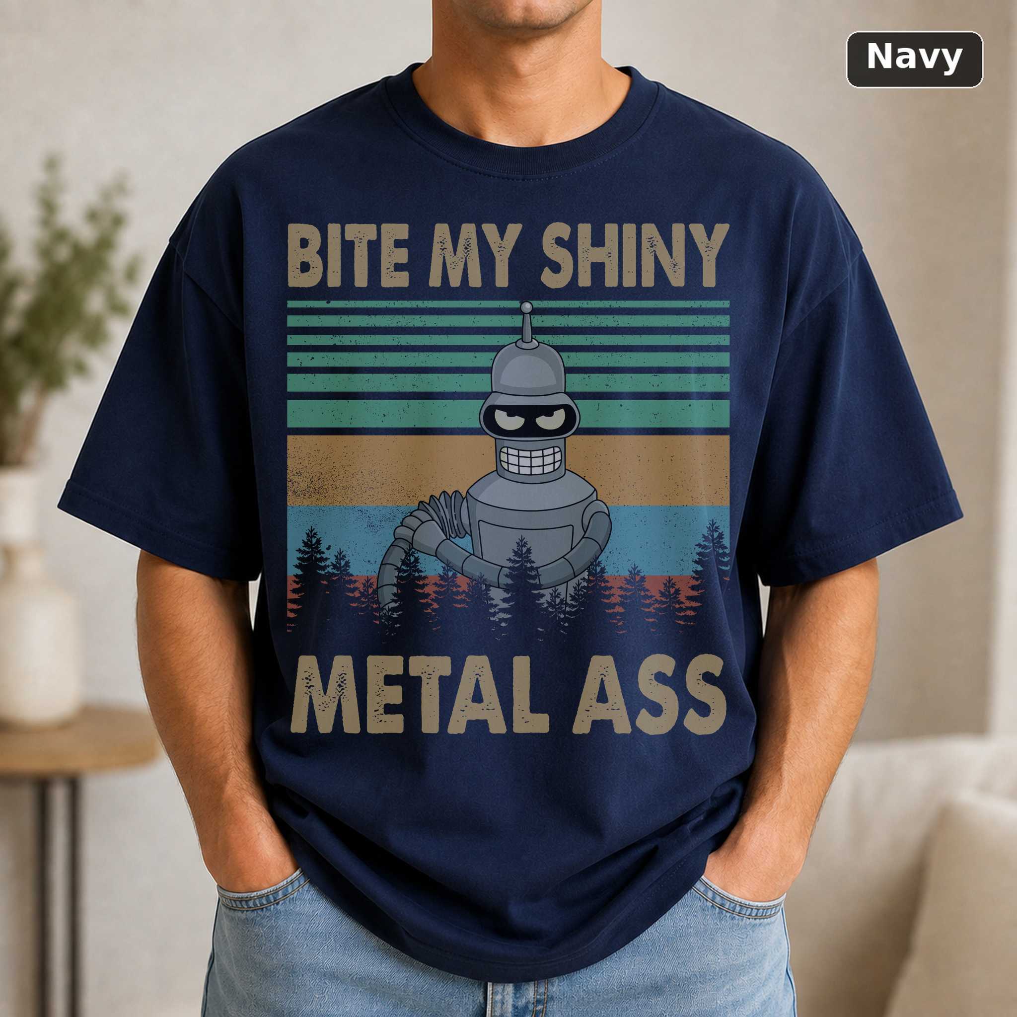 Futurama Bender Bite My Tiny Shiny Metal Ass Vintage T-Shirt, Futurama Shirt, Futurama Gift, Funny Tshirt, Gift For Him, 5