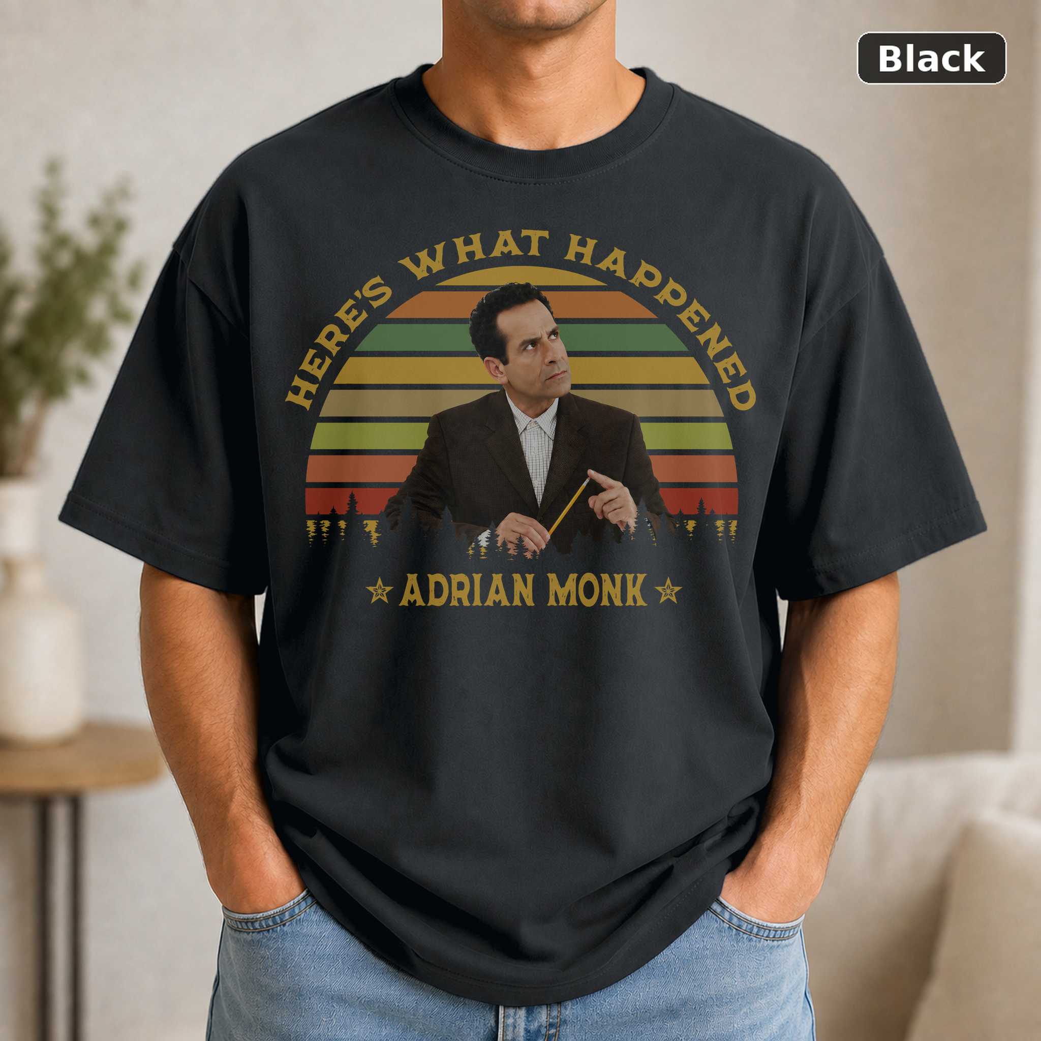 Here s What Happened Monk TV Show Shirt, Adrian Monk Here s What Happened Monk TV Show Shirt, Adrian Monk