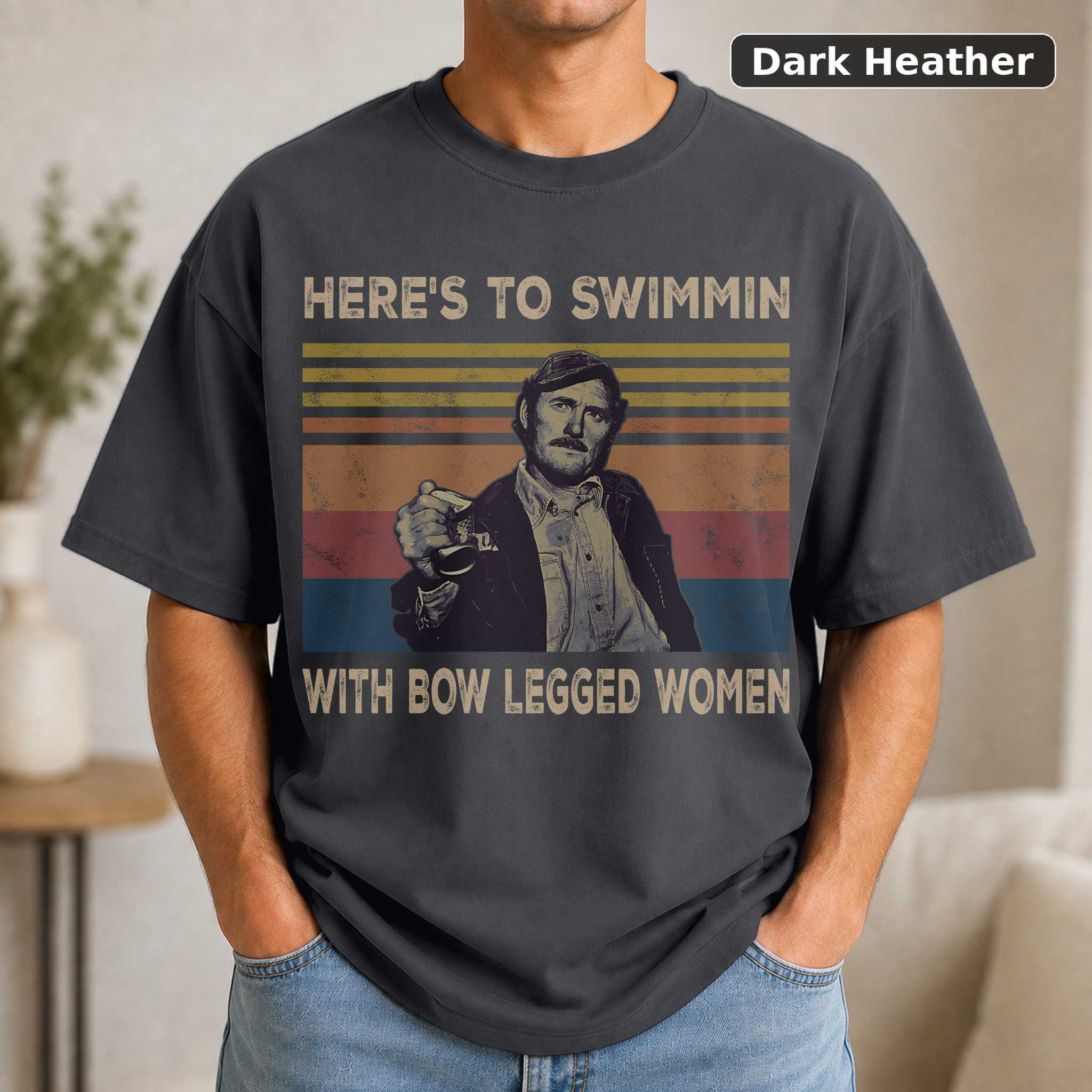 Here's To Swimmin With Bow Legged Women Vintage Retro Sunset Jaws Vintage Movie Shirt 3