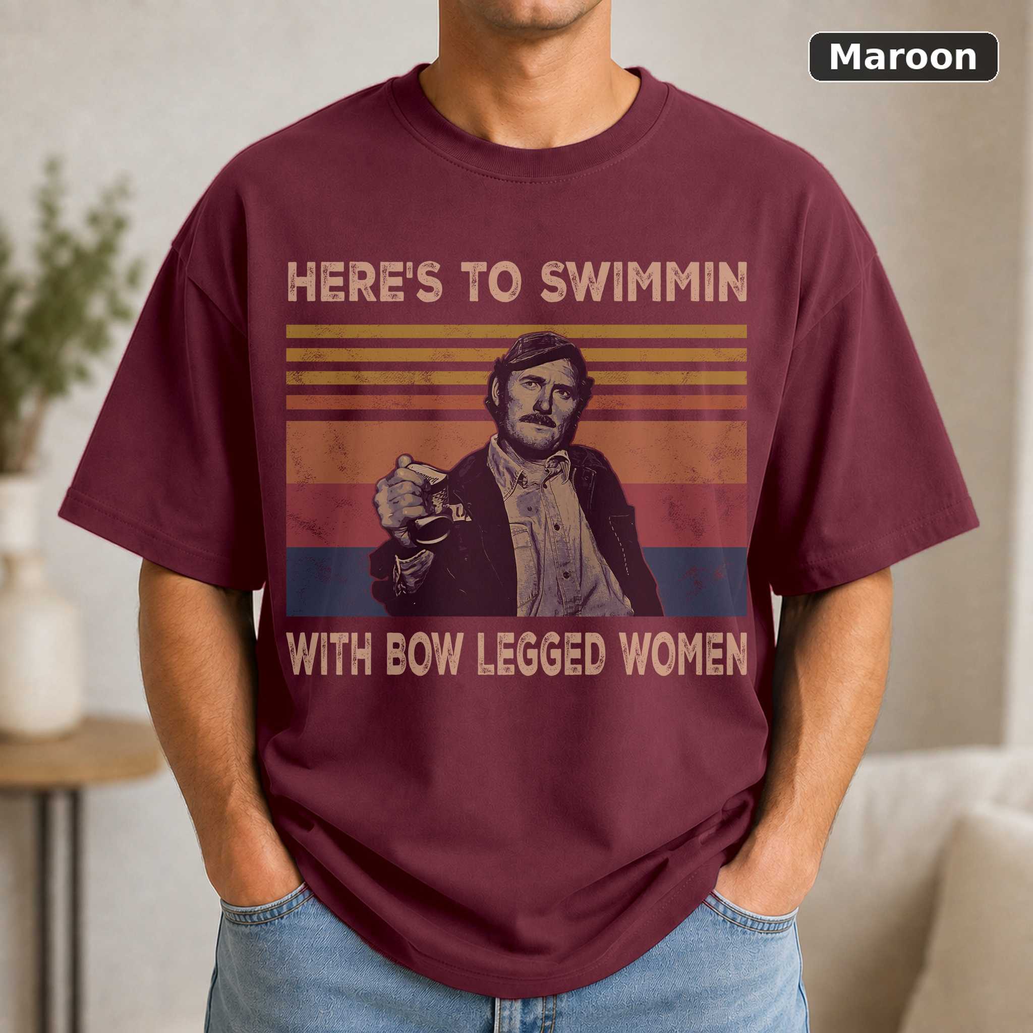 Here's To Swimmin With Bow Legged Women Vintage Retro Sunset Jaws Vintage Movie Shirt 4