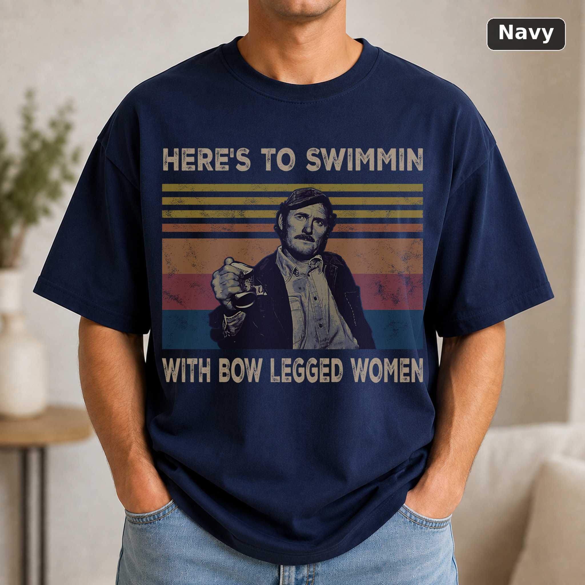 Here's To Swimmin With Bow Legged Women Vintage Retro Sunset Jaws Vintage Movie Shirt 5