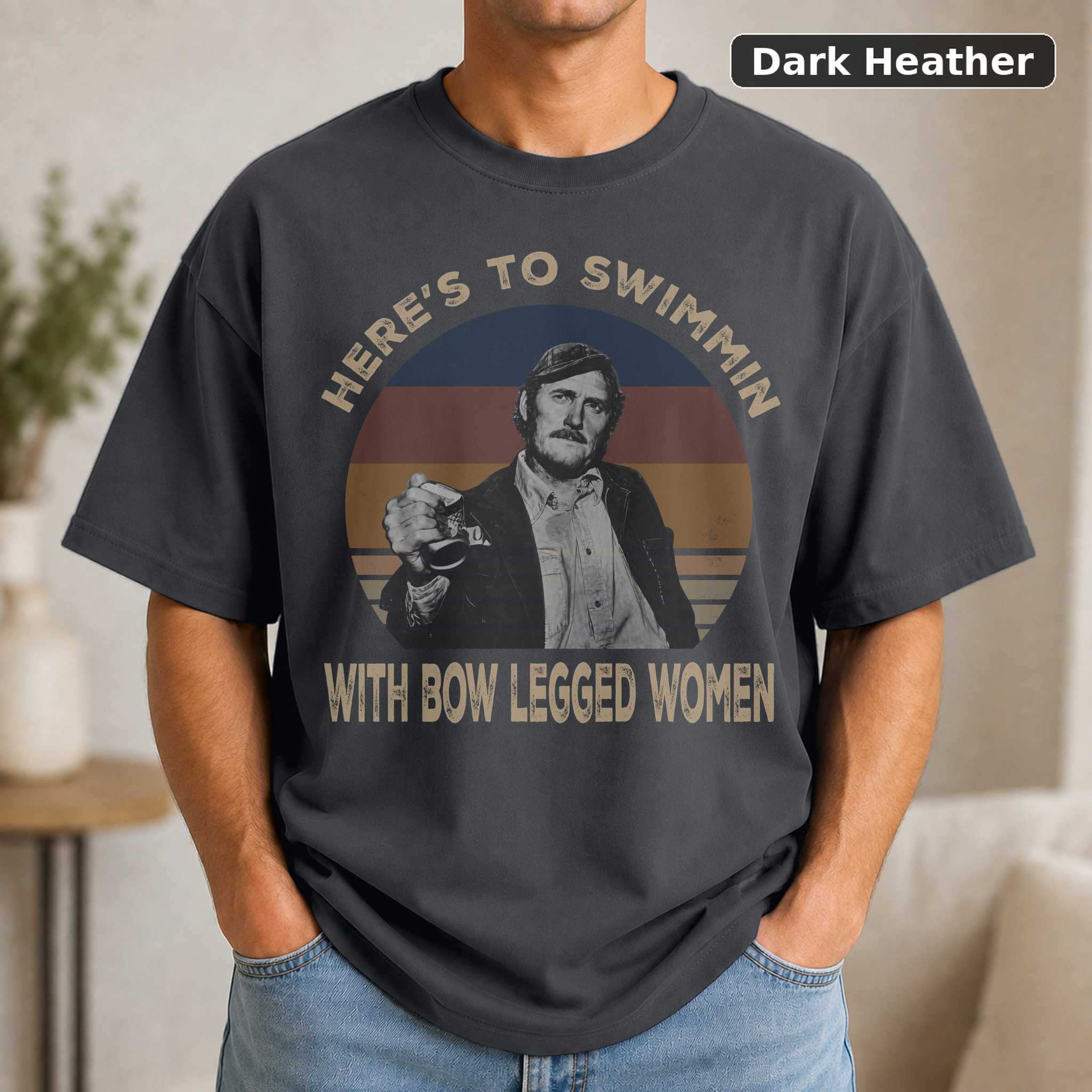 Here’s To Swimmin With Bow Legged Women Vintage Retro Sunset Jaws Vintage Movie T-Shirt 3