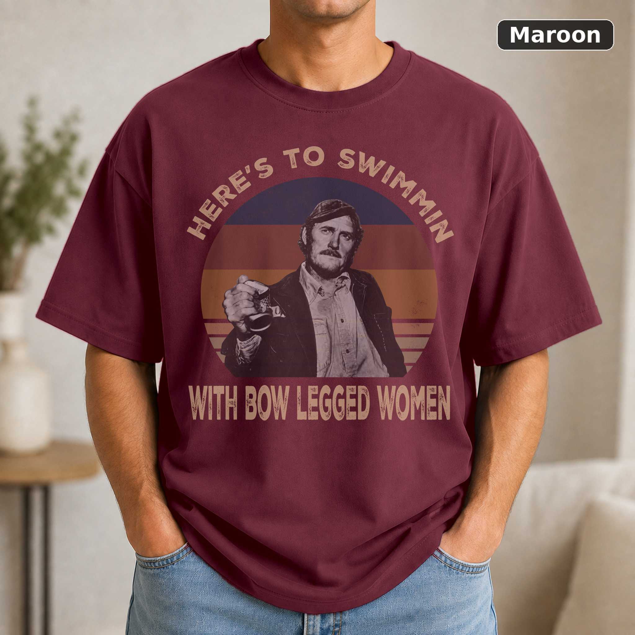 Here’s To Swimmin With Bow Legged Women Vintage Retro Sunset Jaws Vintage Movie T-Shirt 4