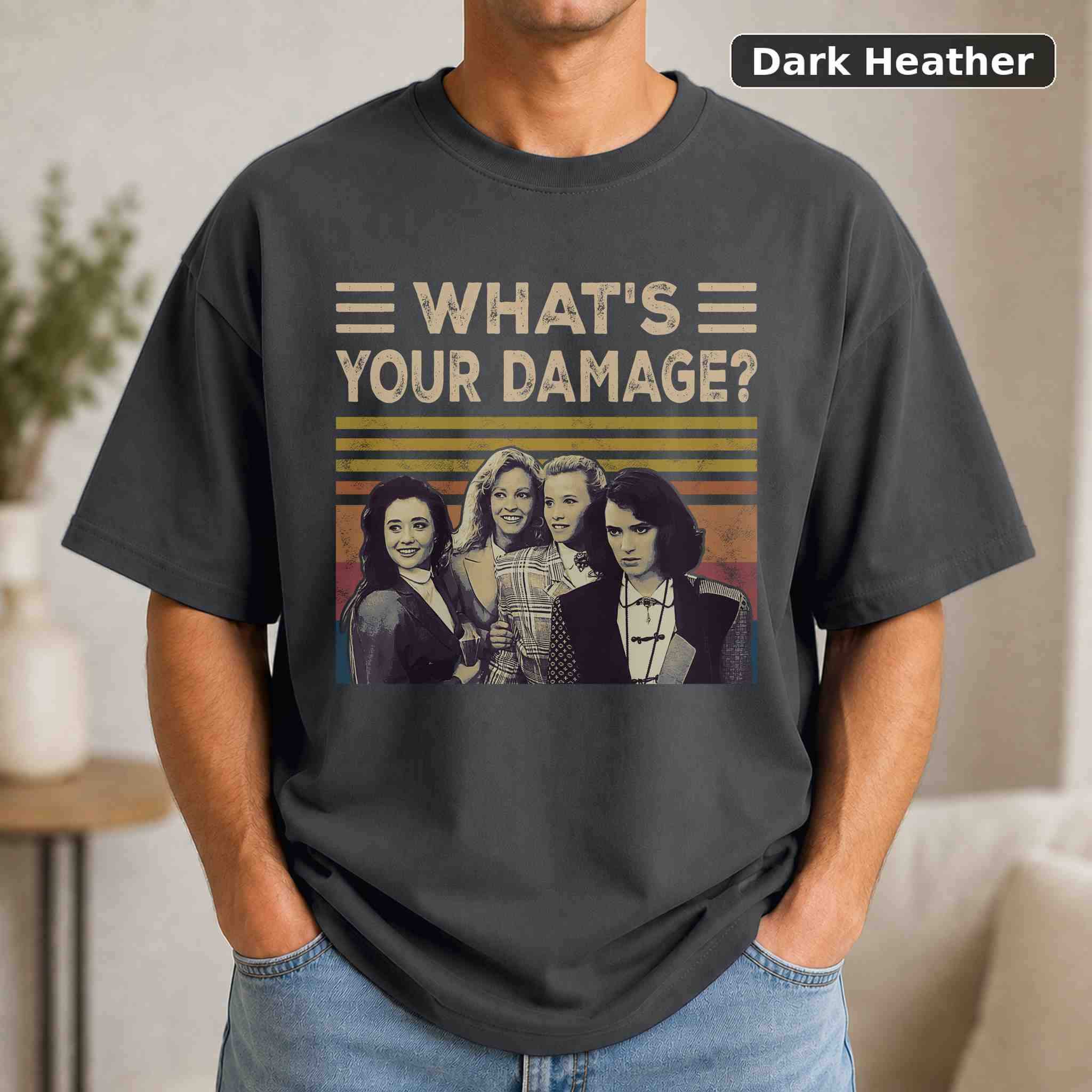 What's Your Damage T-Shirt, Heathers Movie Graphic Tee, Classic Film Fan Gift 3