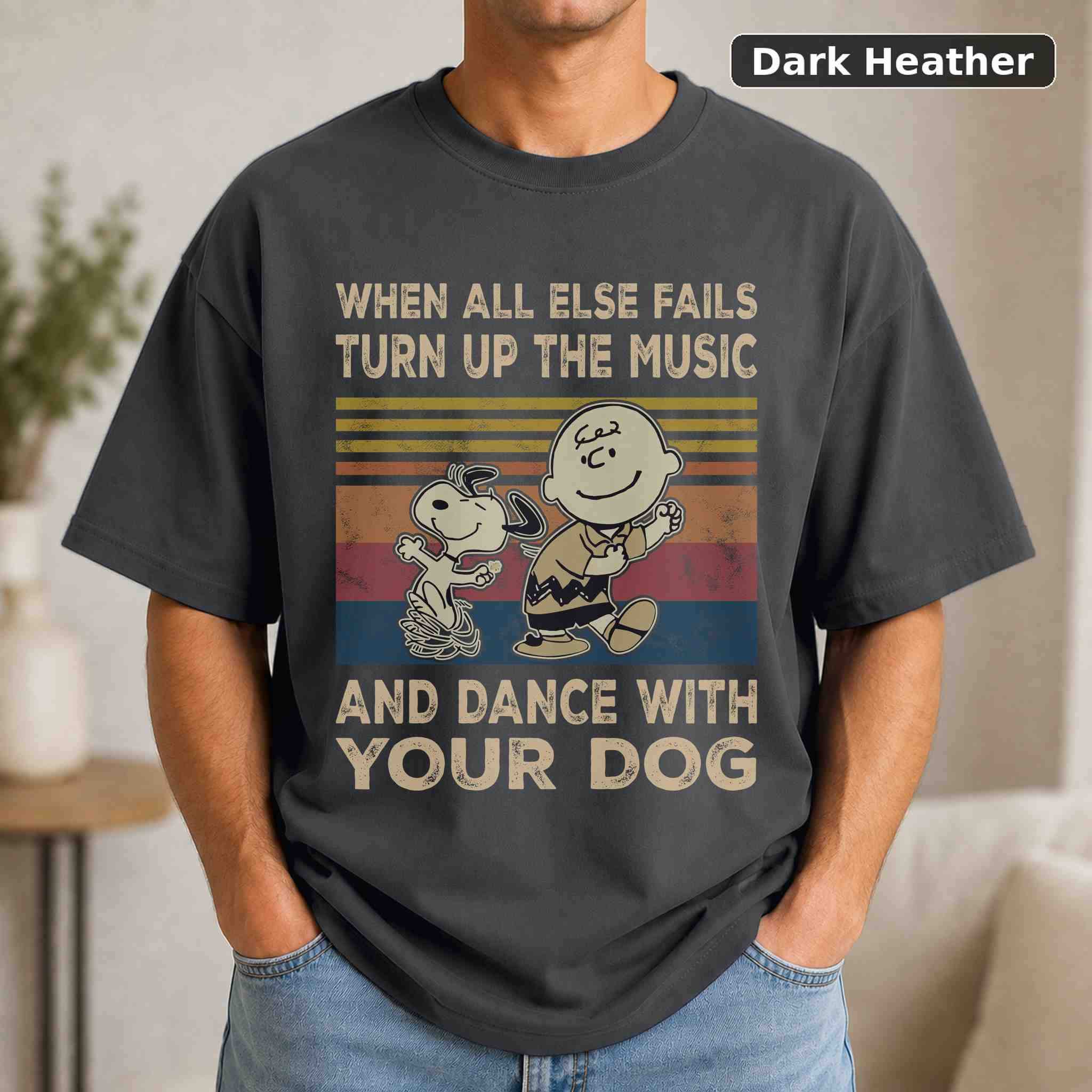 Dance With Your Dog Snoopy and Charlie Brown T-Shirt, Vintage Movie Quote Graphic Tee, Classic Film Fan Gift 3