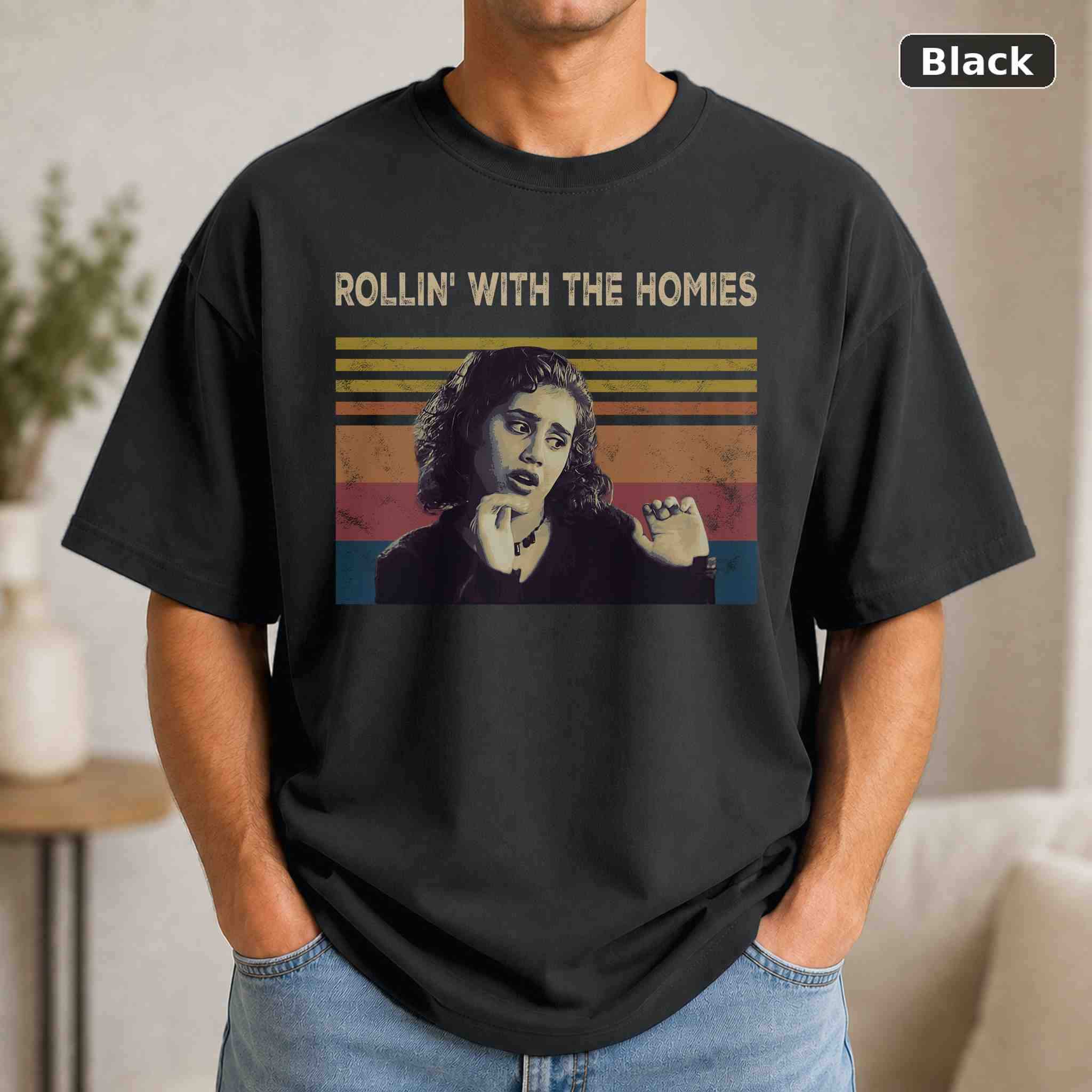 Rollin’ With The Homies T-Shirt, Vintage Movie Quote Graphic Tee, Classic Film Fan Gift Rollin’ With The Homies T-Shirt, Vintage Movie Quote Graphic Tee, Classic Film Fan Gift