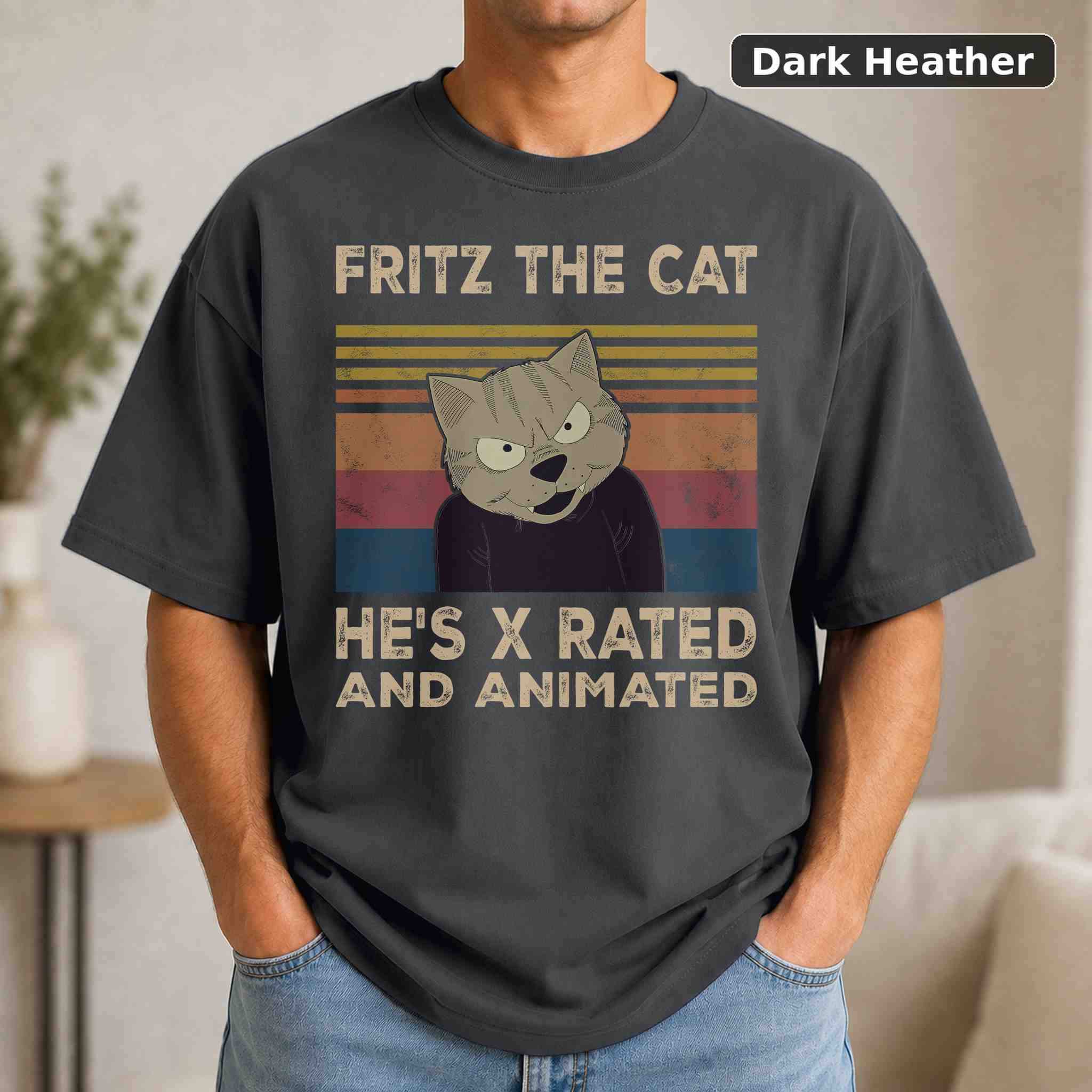 Fritz The Cat He's X Rated And Animated T-Shirt, Vintage Movie Graphic Tee, Retro Film Fan Gift 3