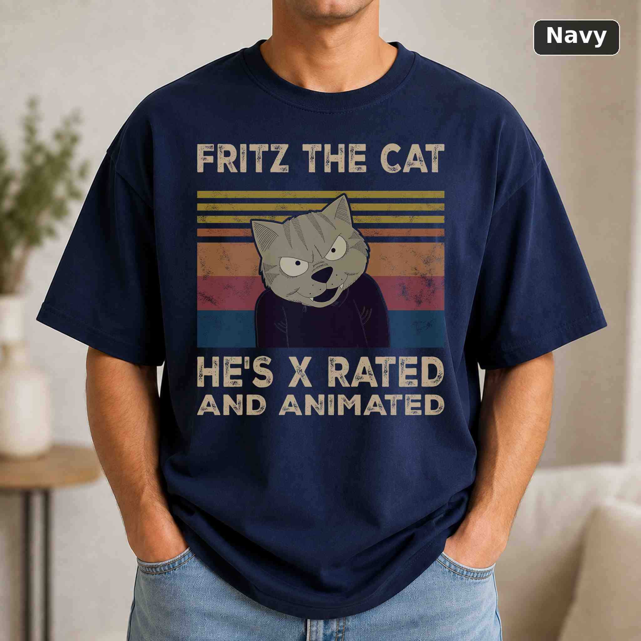 Fritz The Cat He's X Rated And Animated T-Shirt, Vintage Movie Graphic Tee, Retro Film Fan Gift 4
