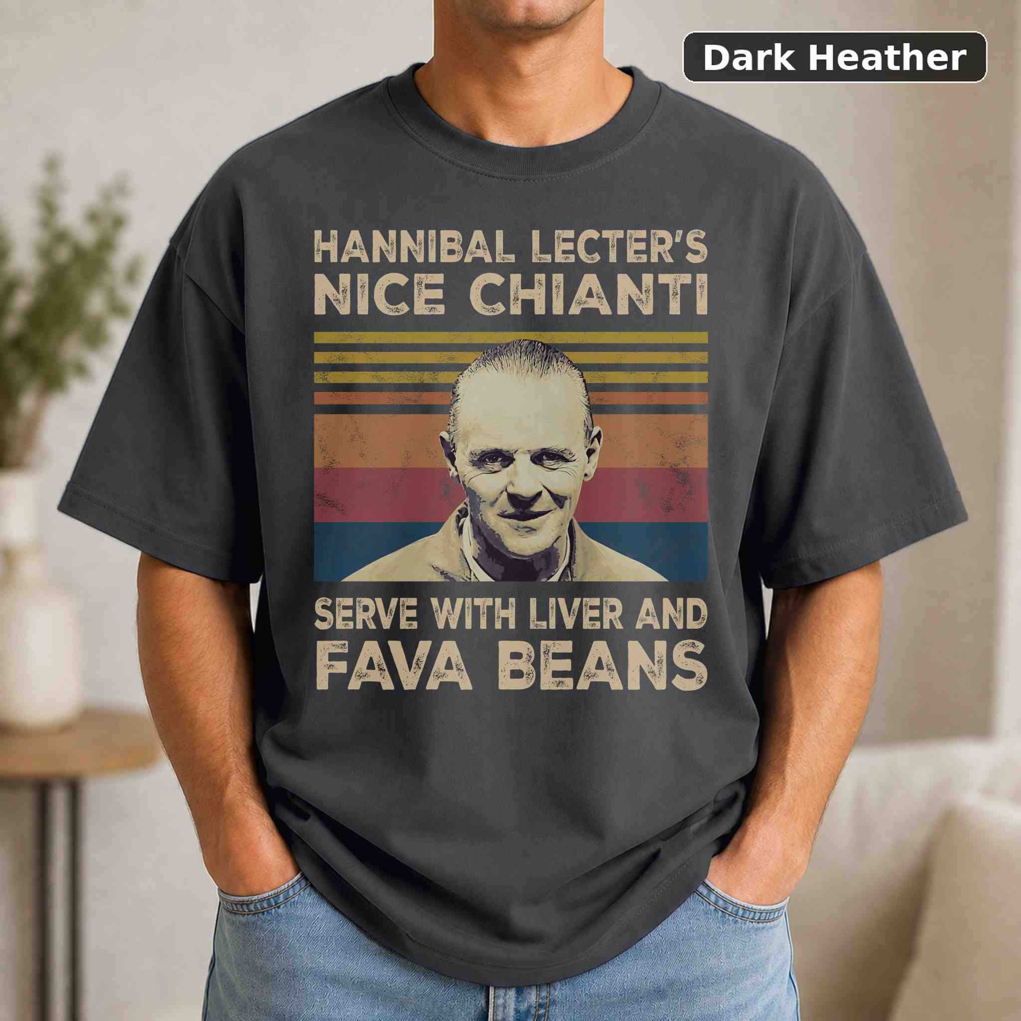 Hannibal Lecter S Nice Chianti Serve With Liver And Fava Beans T-Shirt, Vintage Movie Graphic Tee 3