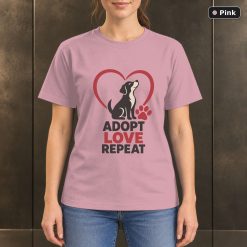 Adopt Love Repeat Rescue Dog T-Shirt, Minimalist Pet Graphic 9