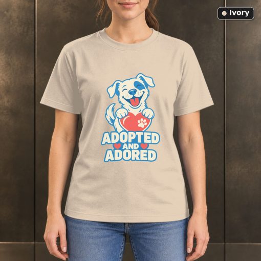 Adopted and Adored Rescue Dog T-Shirt, Colorful Pet Lover Graphic 2