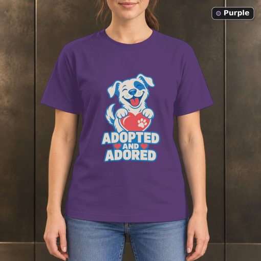 Adopted and Adored Rescue Dog T-Shirt, Colorful Pet Lover Graphic 5