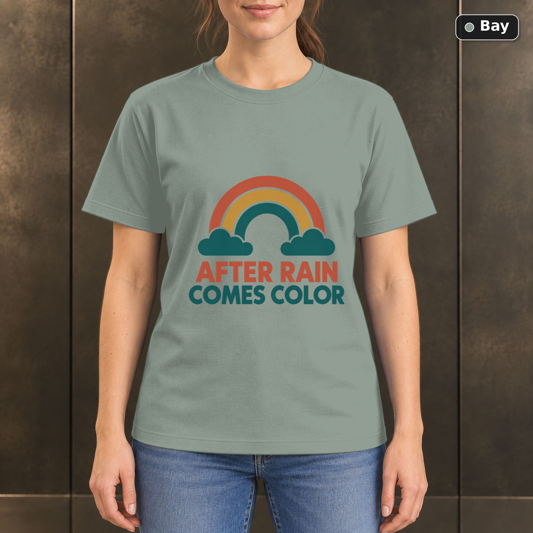 After Rain Comes Color Rainbow T-Shirt, Minimalist Nature Graphic After Rain Comes Color Rainbow T-Shirt, Minimalist Nature Graphic