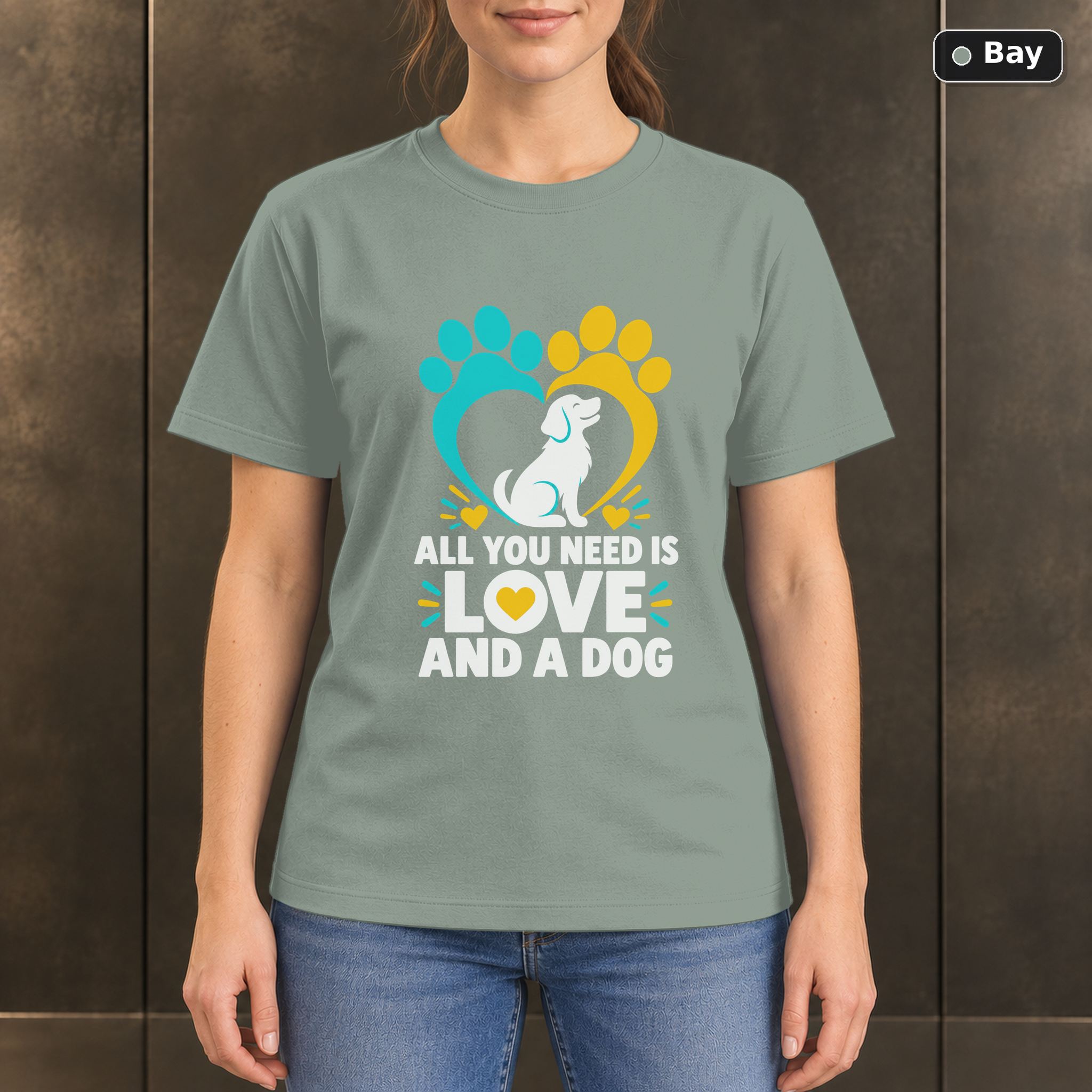 All You Need Is Love and a Dog T-Shirt, Paw Print Graphic All You Need Is Love and a Dog T-Shirt, Paw Print Graphic