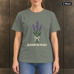 Bloom in Peace Lavender T-Shirt, Minimalist Botanical Graphic 8