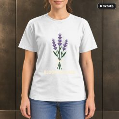 Bloom in Peace Lavender T-Shirt, Minimalist Botanical Graphic 11