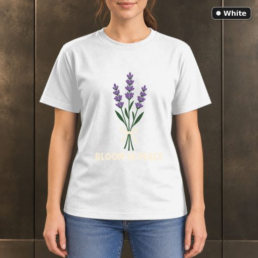 Bloom in Peace Lavender T-Shirt, Minimalist Botanical Graphic 6