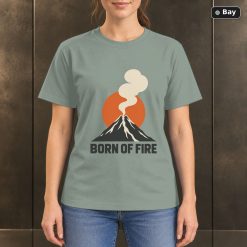 Born of Fire Volcano T-Shirt, Minimalist Mountain Nature Graphic Born of Fire Volcano T-Shirt, Minimalist Mountain Nature Graphic