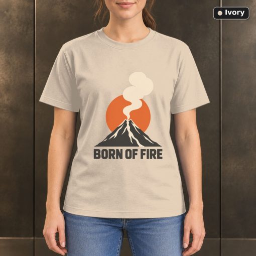 Born of Fire Volcano T-Shirt, Minimalist Mountain Nature Graphic 2