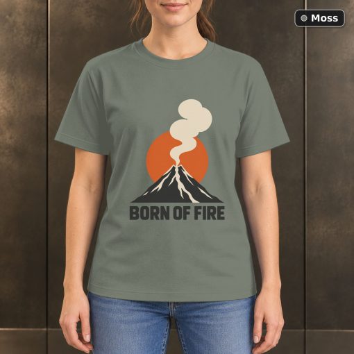 Born of Fire Volcano T-Shirt, Minimalist Mountain Nature Graphic 3