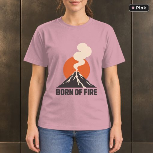 Born of Fire Volcano T-Shirt, Minimalist Mountain Nature Graphic 4