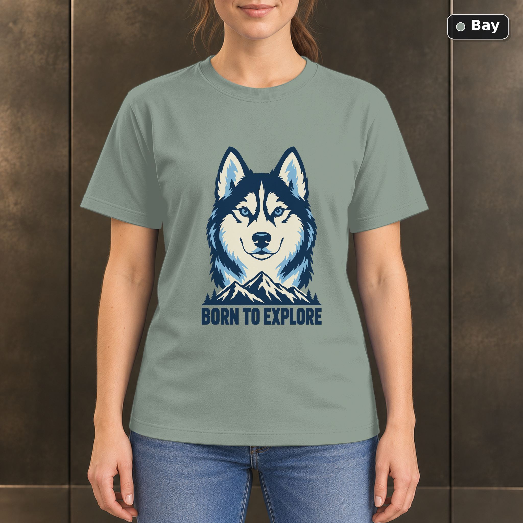 Born to Explore Husky T-Shirt, Minimalist Mountain Dog Graphic Born to Explore Husky T-Shirt, Minimalist Mountain Dog Graphic