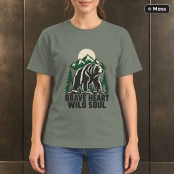 Brave Heart Wild Soul Bear T-Shirt, Minimalist Mountain Graphic 8
