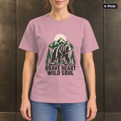Brave Heart Wild Soul Bear T-Shirt, Minimalist Mountain Graphic 9