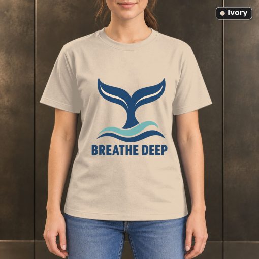 Breathe Deep Whale Tail T-Shirt, Minimalist Ocean Nature Graphic 2