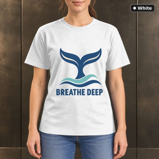 Breathe Deep Whale Tail T-Shirt, Minimalist Ocean Nature Graphic 6