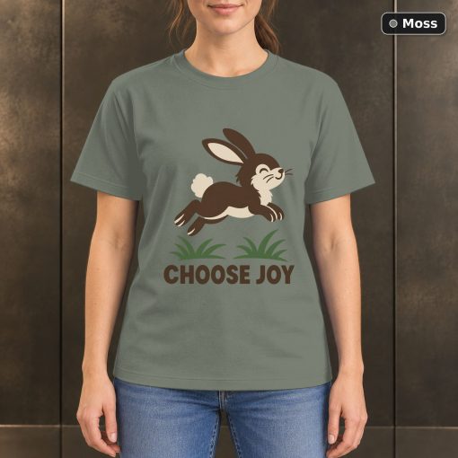 Choose Joy Rabbit T-Shirt, Minimalist Woodland Nature Graphic 3