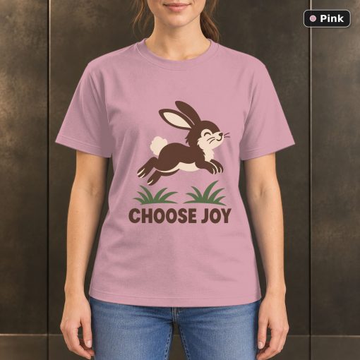Choose Joy Rabbit T-Shirt, Minimalist Woodland Nature Graphic 4