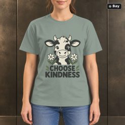 Choose Kindness Cow T-Shirt, Minimalist Farm Animal Graphic