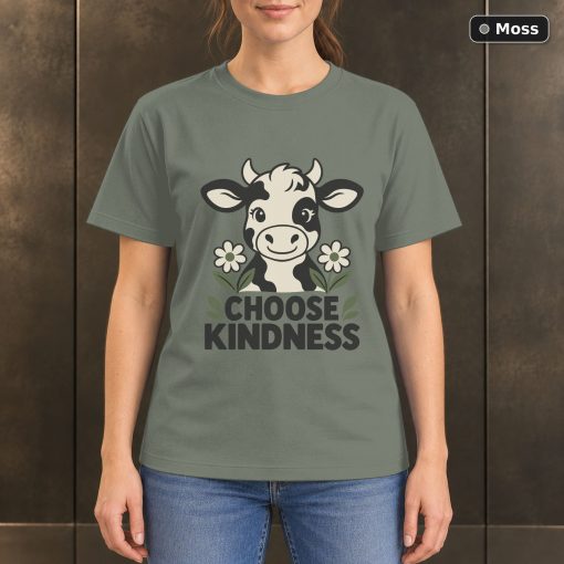 Choose Kindness Cow T-Shirt, Minimalist Farm Animal Graphic 3