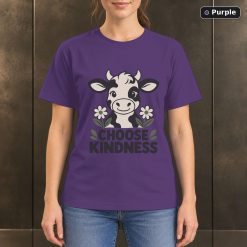 Choose Kindness Cow T-Shirt, Minimalist Farm Animal Graphic 10