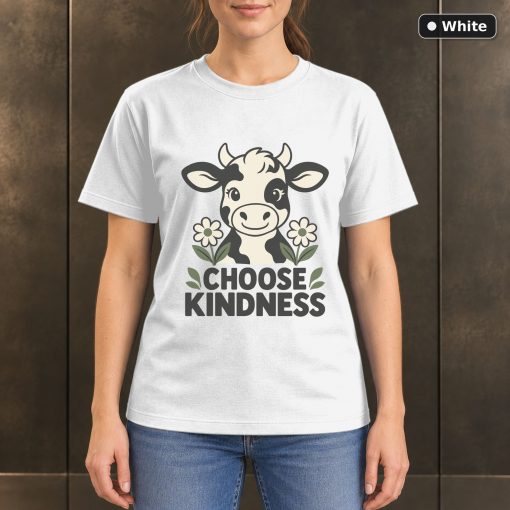 Choose Kindness Cow T-Shirt, Minimalist Farm Animal Graphic 6