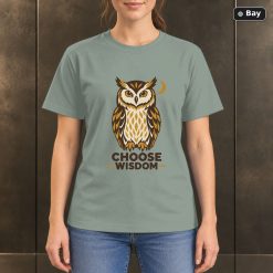 Choose Wisdom Owl T-Shirt, Minimalist Woodland Animal Graphic
