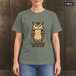 Choose Wisdom Owl T-Shirt, Minimalist Woodland Animal Graphic 8