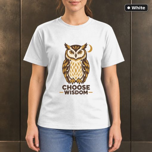 Choose Wisdom Owl T-Shirt, Minimalist Woodland Animal Graphic 6