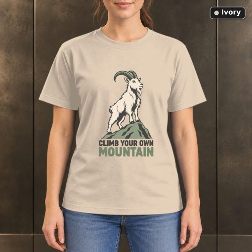 Climb Your Own Mountain Goat T-Shirt, Minimalist Outdoor Graphic 2