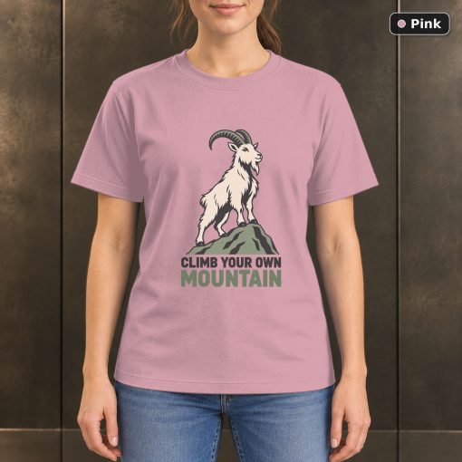 Climb Your Own Mountain Goat T-Shirt, Minimalist Outdoor Graphic 4