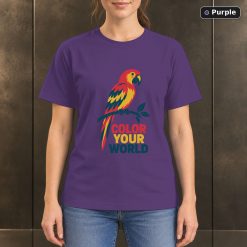 Color Your World Parrot T-Shirt, Minimalist Tropical Bird Graphic 10